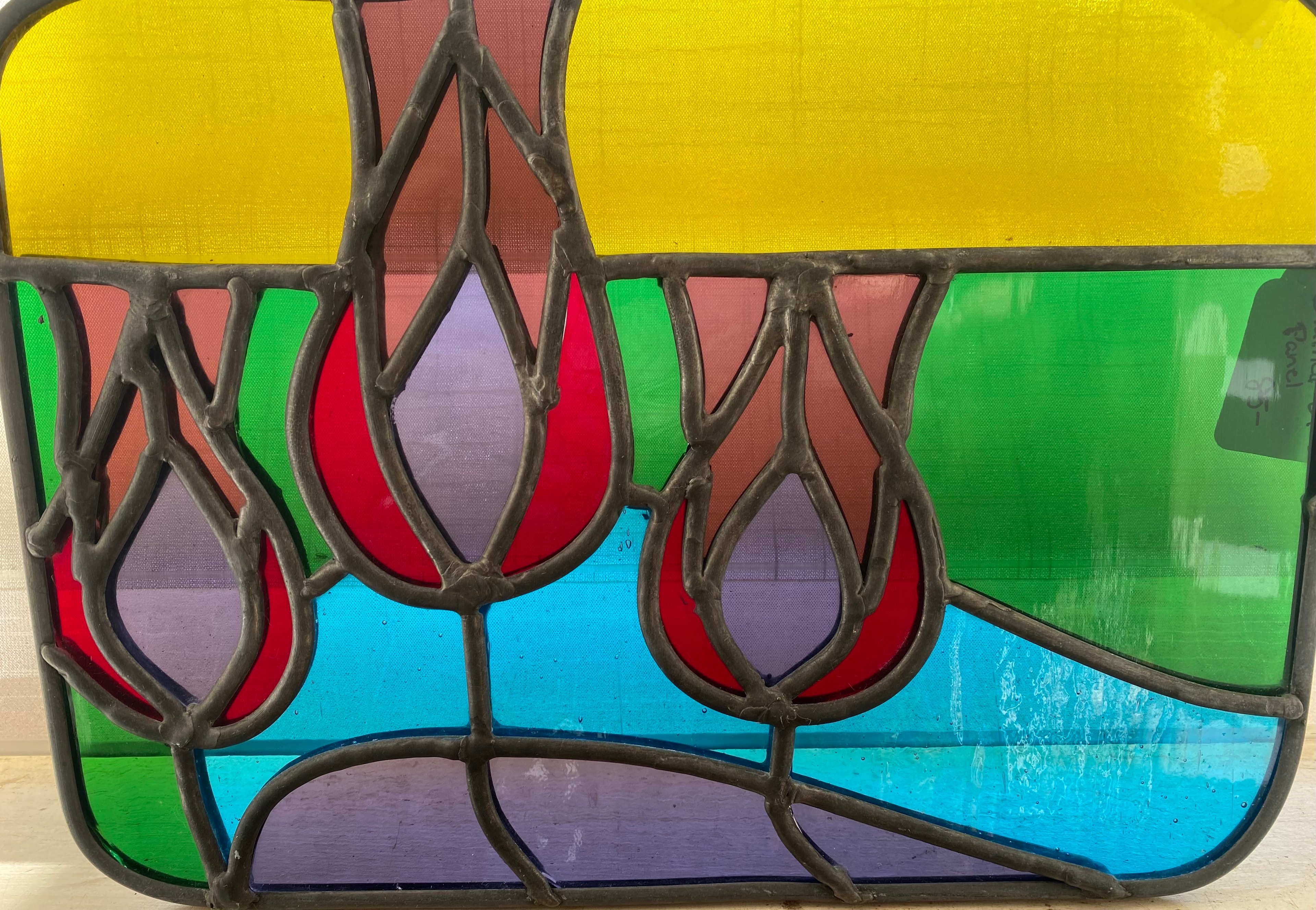 Stained glass suncatcher tropical hibiscus